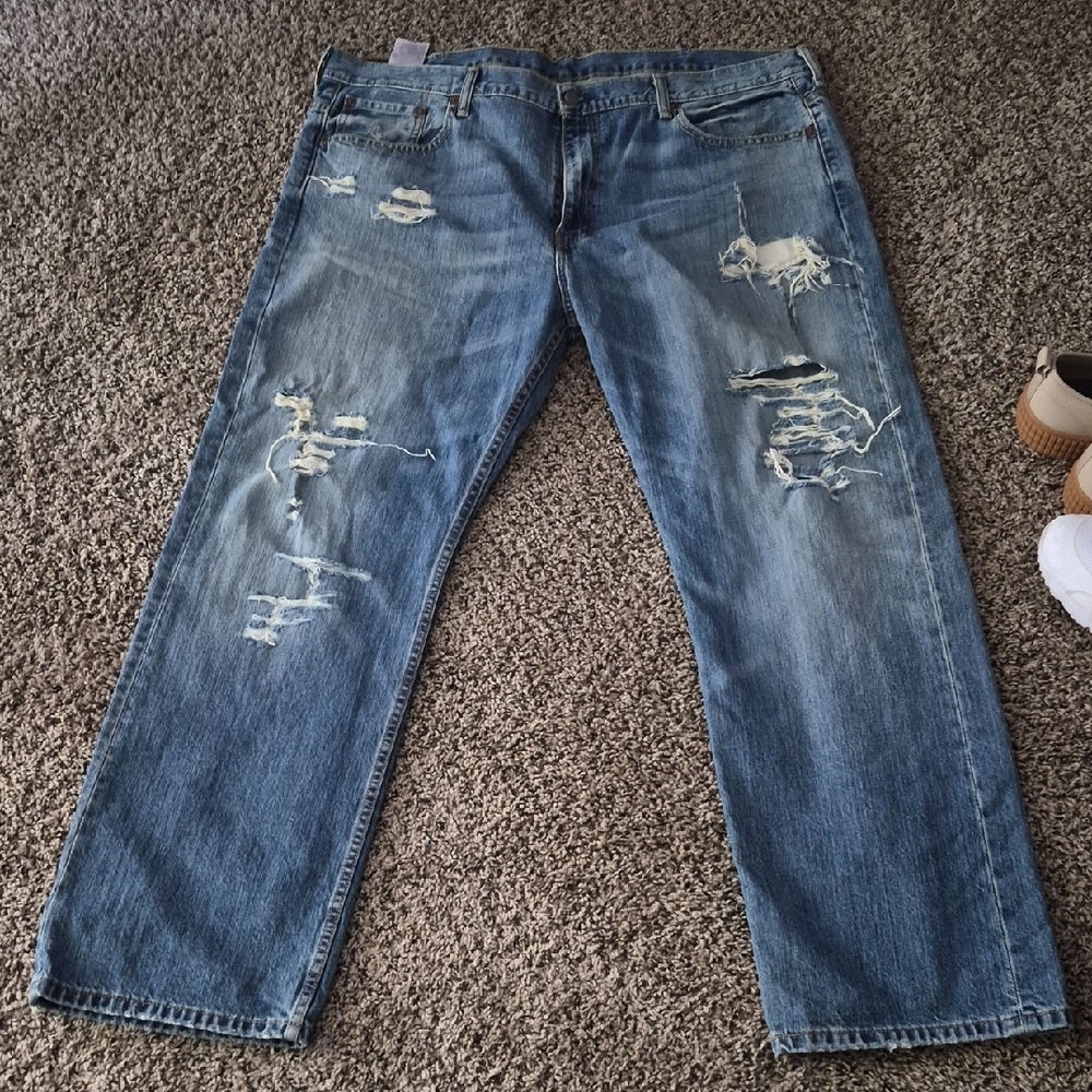 Levi's Distressed Blue Straight-Leg Jeans